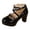 Black, variant on Women's Flower Platform High Heels Strappy Dress Shoes Bride Wedding Elegant Casual Leather Chunky Block Heeled Pumps Spring Fall Dressy Footwear White Size 6