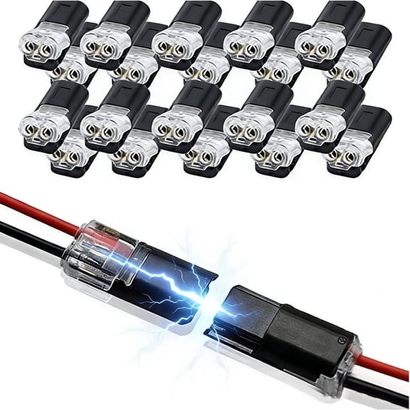Double Wire Plug in Connector with Locking Buckle, Flame Retardant Locking Wire Quick Connectors, Led Light Strip Connectors 2 Pin for Home Automotive Wiring