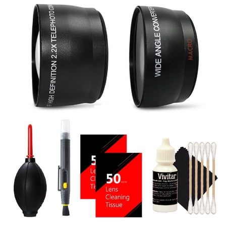 Vivitar 58mm 0.43X Wide Angle Lens + 58mm 2.2X Telephoto Lens + Accessory Kit