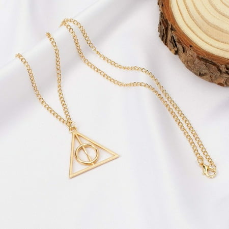 

Harry Potter Necklace Retro Bronze Deathly Hallows Pendant Necklace Fashion Jewelry Friend Gift