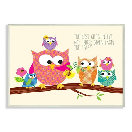The Kids Room by Stupell The Best Gifts In Life Are Those Given From The Heart Owls Oversized Wall Plaque Art, 12.5 x 0.5 x