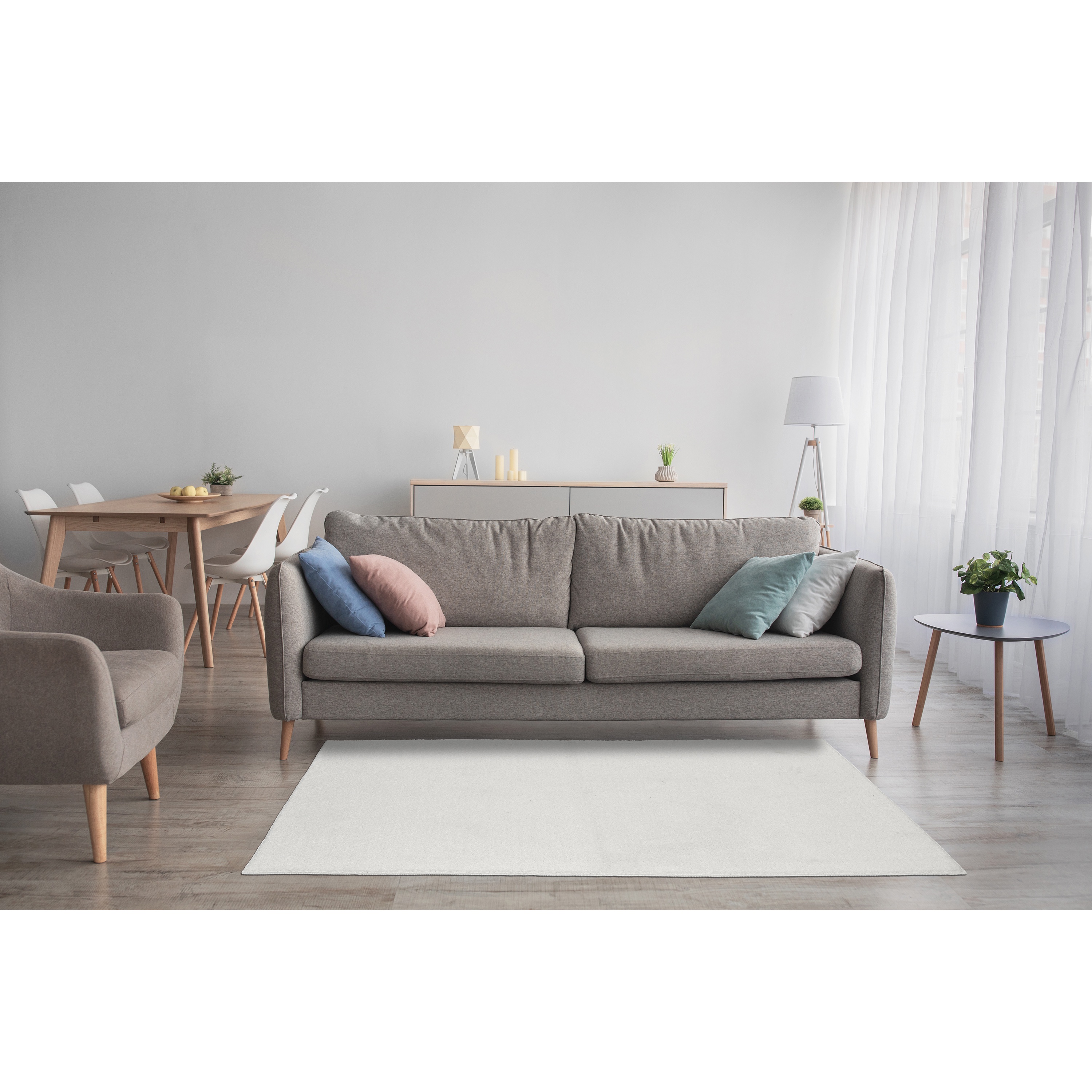 Garland Rug Palmer Plush Washable White Indoor Area Rug, 4' x 6'
