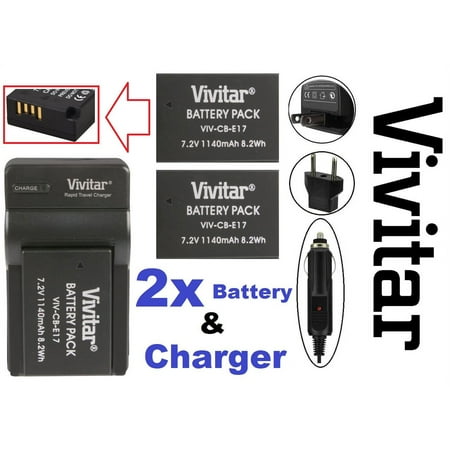 2-Pcs Li-Ion LP-E17 Battery & Dual Volt Charger for Canon EOS Rebel SL3 RP