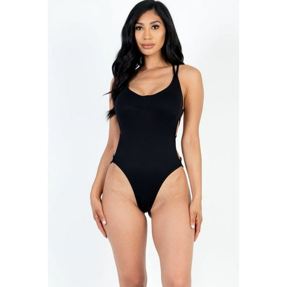 Stunning Solid Color Bodysuit with Crisscross Back and V-neckline