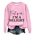 thumbnail image 6 of VISALY Pullover Crewneck Sweatshirt Graphic Sweatshirts Sweatshirt for Women Funny Letter Shirts Long Sleeve Pullover Fleece Sweaters Casual Sweaters Women's Pullovers Solid Sweatshirt Pink S, 6 of 6