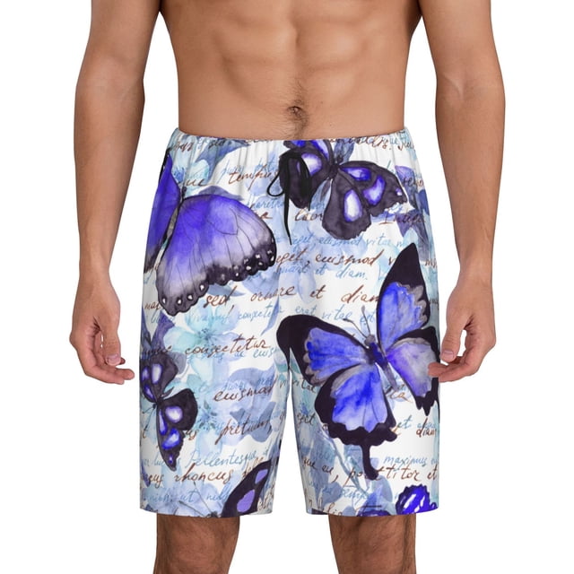 Fotbe Butterflies Pantalones Cortos de Pijama para Hombre, Ropa de Dormir, Pantalones de Pijama Cortos para Hombre-X-Large