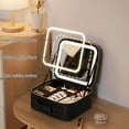 thumbnail image 5 of LED Makeup Bag under $5! kkbbma LED Makeup Mirror Cosmetic Bag, Handheld Travel Makeup Organizer, Lighted Vanity Mirror with Compartments, Portable Toiletry Bag for Women, 5 of 9