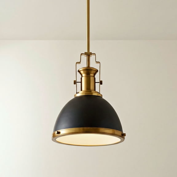 Possini Euro Design Black Burnished Brass Mini Pendant Light 9 3/4" Wide Modern Bowl Fixture for Kitchen Island Dining Room