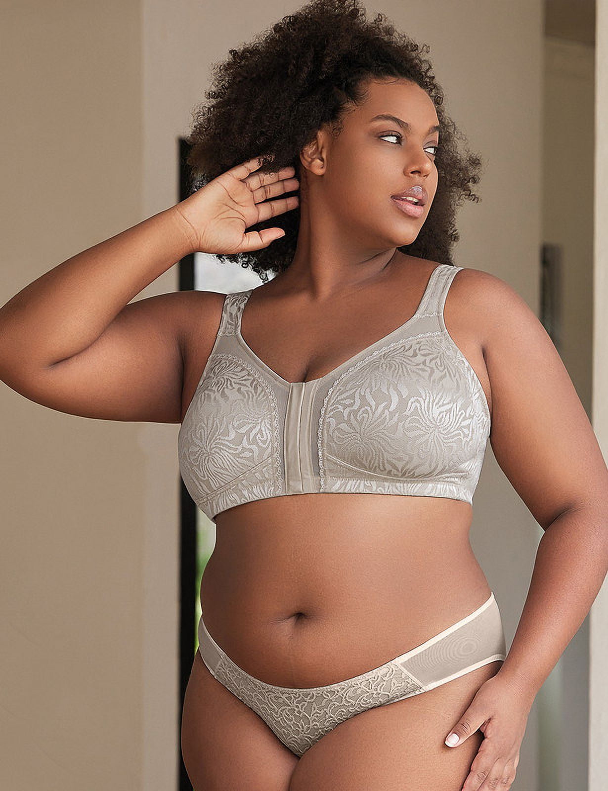 WingsLove Front Fastening Bras for Women Minimizer Wireless Non Padded Full Coverage Back Support Plus Size Bras (Toffee,38DD)