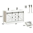 thumbnail image 2 of Blotout Double Bathroom Vanity with Sink & Faucet & Sewer Pipes, 59" Farmhouse Bathroom Vanity Cabinet Set with Sliding Barn Door & 3 Drawers, Freestanding Bath Storage Vanity Sink, 2 of 7