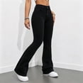 thumbnail image 6 of BODOAO Flare Jeans for Women High Waisted Denim Pants with Fitted Hip and Thigh Wide Flared Leg Classic Five Pocket Bell Bottom Silhouette Casual Everyday Jeans Black L, 6 of 7