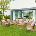 thumbnail image 1 of Gymax 8PCS Outdoor Furniture Set Patio Conversation Set  w/ Wood Frame Cushion, 1 of 10