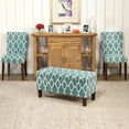 thumbnail image 5 of HomePop Drake Large Storage Bench, 36"L x 16"D x 18"H, Teal/Cream Quarterfoil Print, 5 of 12
