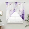 thumbnail image 5 of Marble Purple Kitchen Window Curtains, Swag Curtains Valance for Bedroom Living Room Bathroom, Gold White Modern Gradient Ocean Ripple Rod Pocket Window Curtain Block Drapes 2 Panels 36"x63", 5 of 9
