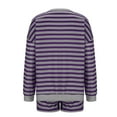 thumbnail image 4 of XFLWAM Women's Oversized Lounge Sets 2 Piece Outfits Long Sleeve Shorts Set Striped Matching Casual Set Long Sleeve Lounge Sets, 4 of 6