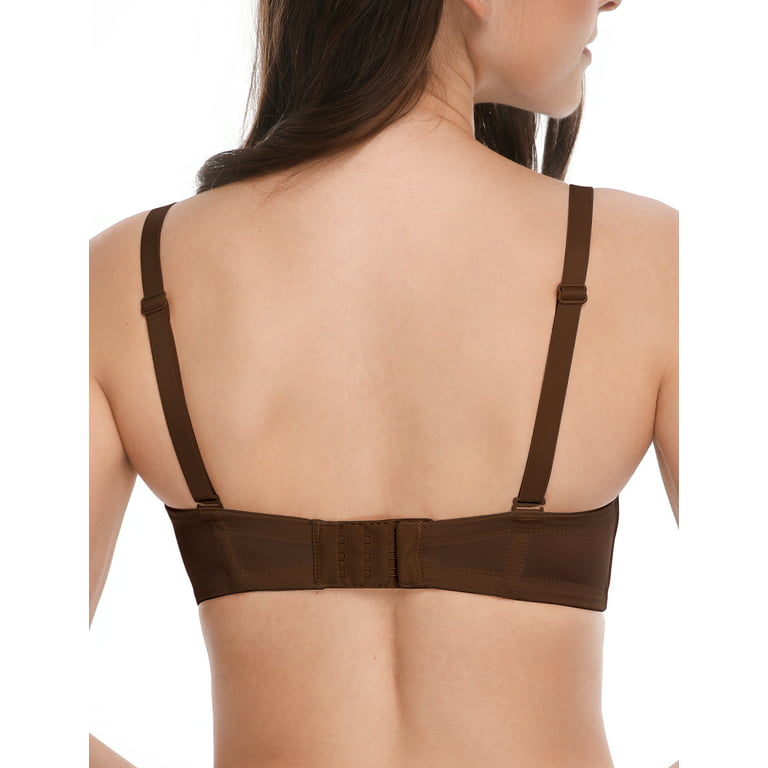 Wingslove Women's Strapless Push Up Bra Plus Size Full Figure Underwire  Multiway Contour Bra, Chocolate 34G 
