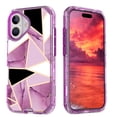 thumbnail image 2 of Allytechgroup for iPhone 16 Case, 3 Layers Protection Slim Lightweight Shockproof Soft TPU & Hard Back Protective Bumper Cover Marble Shell, O, 2 of 7