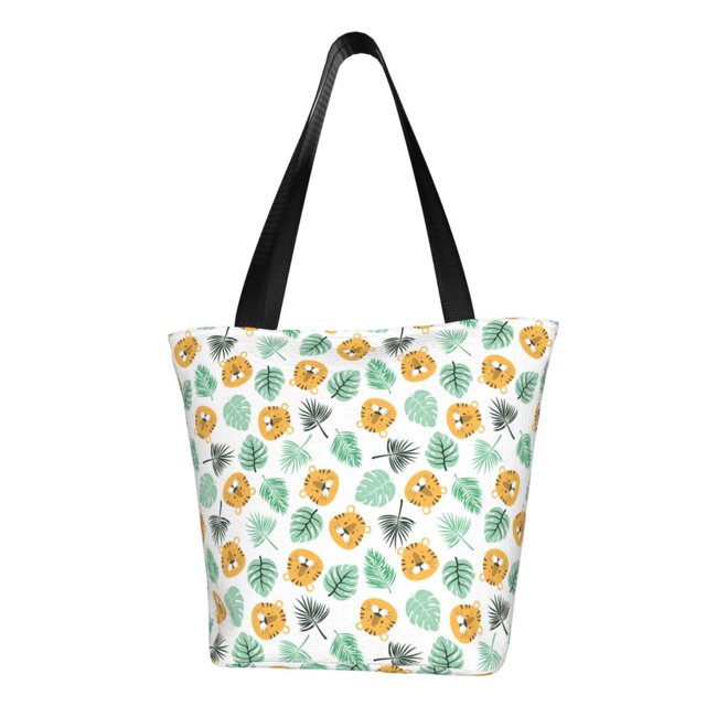 Fotbe Tiger Leaves Bolsa de Playa con Estampado, Bolsa de Hombro, Bolsa de Mano Espaciosa, Bolsa de Viaje Ligera, Bolsa de Compras Versátil