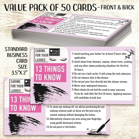 Eyelash Extensions Design - Set of 50 Loyalty Cards - Blank Loyalty Card Stationery - Great Loyalty Cards For Restaurants, Hair Beauty Nail Salons or Spas
