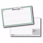 Labeleze Recipe Cards with Protective Covers 4 x 6 - Green Checks