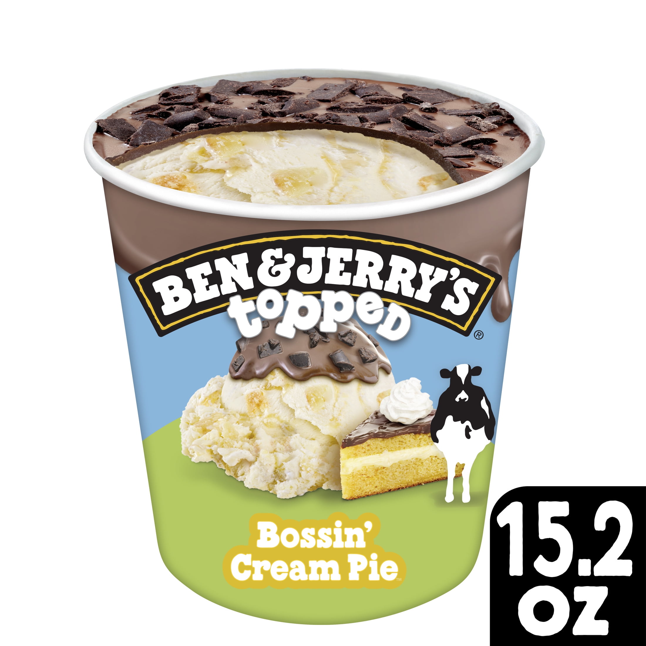 Ben & Jerry's Non-GMO Top Bossin' Cream Pie Ice Cream Free-Range Eggs Kosher Milk, 1 Pint