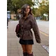 thumbnail image 5 of Chaqueta vaquera Retro con estampado de leopardo para mujer, abrigo de manga larga con bolsillo y solapa, con cinturón y cordones, ropa de calle para otoño, 2024, 5 of 5