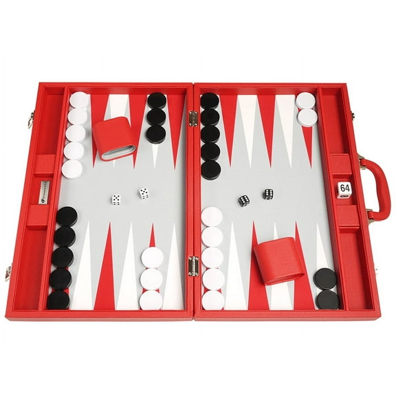 Silverman & Co. 19-inch Premium Backgammon Set - Large - Red
