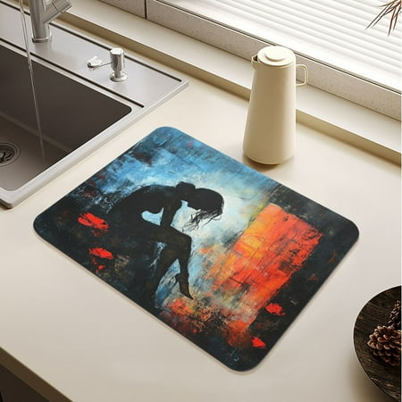 

Lonely Woman Drying Mat Diatomaceous Earth Super Absorbent Non-slip Rubber Sole Heat Resistant 230 Degrees Fahrenheit 15.7×11.8in