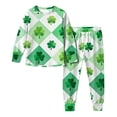 thumbnail image 6 of Virmaxy St Patricks Day Printed Long Sleeve Shirt Pants Set Soft Round Neck Casual Outfit for Holiday Celebration and Home Wear, for 5-16 Years Green, 6 of 9
