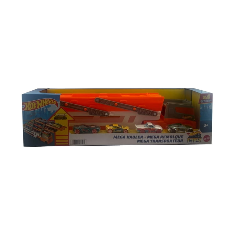 Huge Hot Wheels City Mega Hauler With 4 Cars-New - Walmart.com