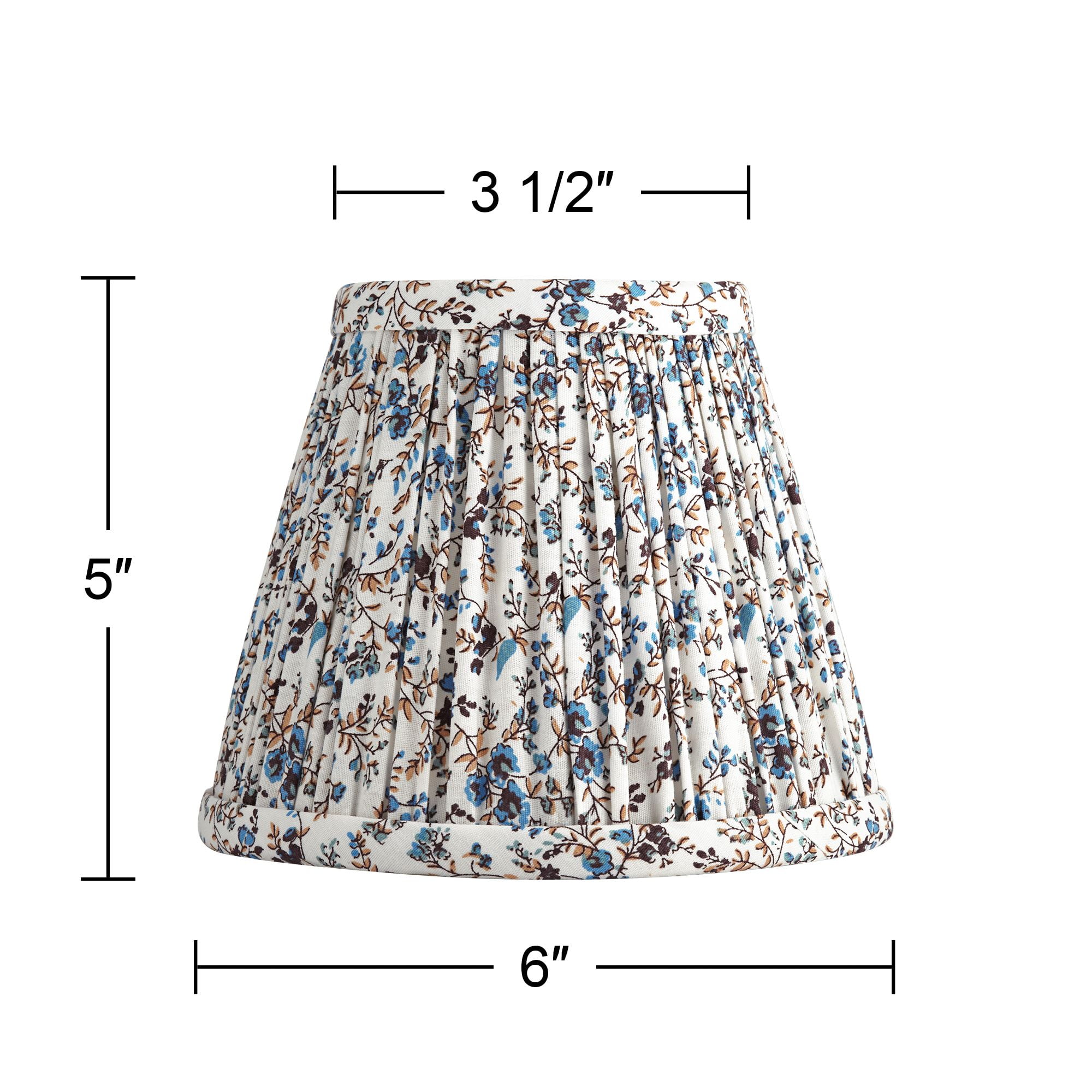 Springcrest Nelle 3 1/2" Top x 6" Bottom x 5" High x 5" Slant Print Lamp Shade Replacement Set of 8 Blue Cream Floral Clip On Candelabra