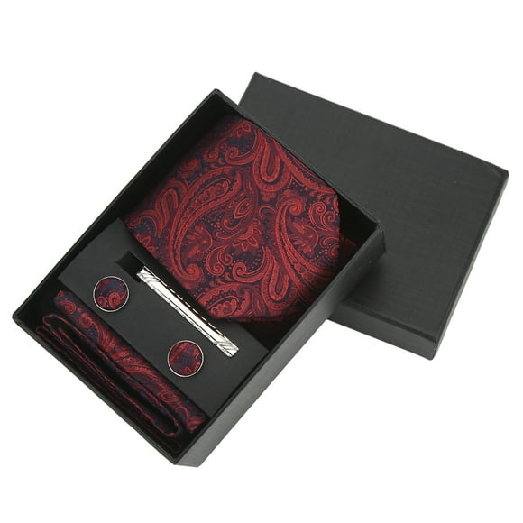 Qukaim Ensemble de 5 cravates rouges pour homme, tenue formelle, costume de mariage, smoking, boîte cadeau, décoration A5, multicolore, 60_x_180_cm