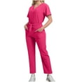 thumbnail image 1 of GreatBaby Women's Elastic Short Sleeved Hand Washing Clothes Solid Color Spring Summer Lightweight Breathable Loose Work Clothes, 1 of 6
