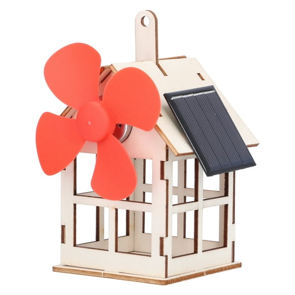 Peahefy Kids DIY Solar Powered Windmill Wooden House Children Science Educational Toys