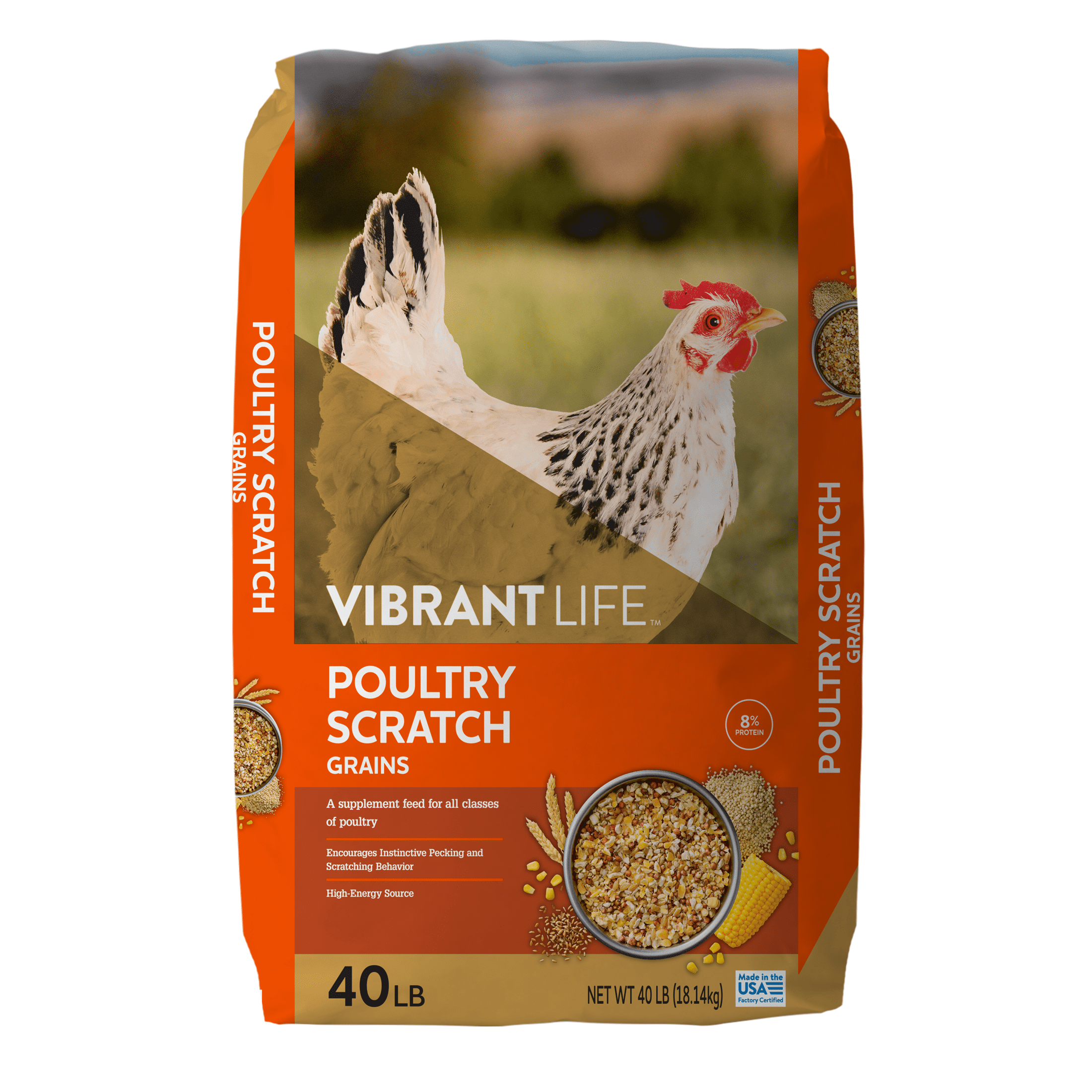 (3 pack) Vibrant Life Poultry Scratch Grains, 40 lb Bag