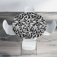 thumbnail image 4 of Damask Jacquard Round Table Cloth Grey Black Graphic Modern Floral Elastic Edged Table Cover Fade And Stain Resistant Table Cloths Easy To Clean Fits Tables 40-44" Diameter, 4 of 6