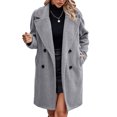 thumbnail image 2 of Women Winter Overcoat, Double Breasted Winter Coat Side Pockets Long Sleeves Pure Color  For Daily Life, 2 of 6