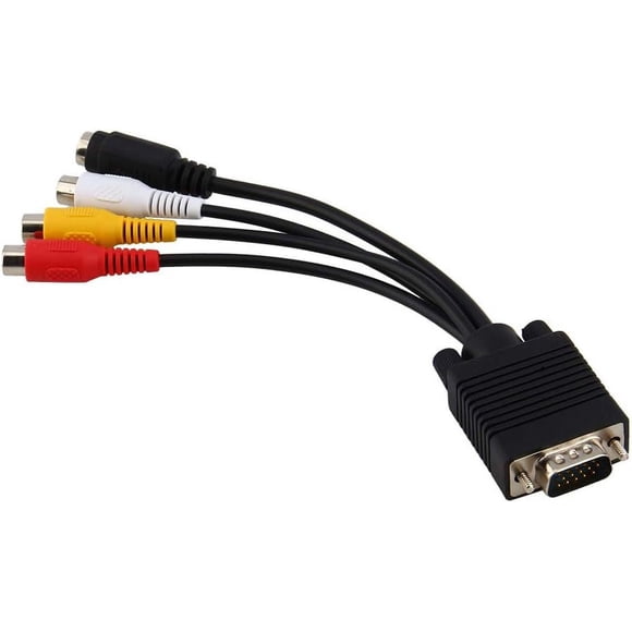 ZOUSSIQI VGA SVGA to S Video 3 TV AV Converter Cable Adapter, Standard Sub D VGA Input, Connector: D Sub 15 pin to S Video 4 pin and Jack CA919-10713