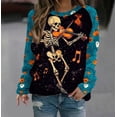 thumbnail image 2 of Lcziwo Graphic Sweatshirt for Women Funny Print Crew Neck Basic Pullover Vintage Scary Raglan Long Sleeve Loose Tops Hocus Pocus Casual Party Sweatshirt Multicolor,L, 2 of 5