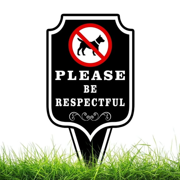 Dimarongton Please Be Respectful Dog Sign, 12" x 6" Double Sided Dibond, Black