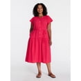 thumbnail image 2 of Time and Tru Women's and Women's Plus Double Cloth Midi Dress, Sizes XS-4X, 2 of 5