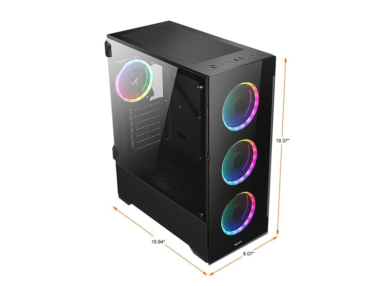 Bgears b-Voguish-RGB (6 RGB Fans Included) Tempered Glass ATX Mid Tower Computer Case with USB 3.0 and Fan controller and Remote controller.