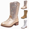 thumbnail image 2 of WXFAZCVU Girls Western Boots Embroidered Cowgirl Boots with Side Zipper, Riding Boots Going Out Size 5, 2 of 6