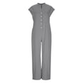 thumbnail image 4 of Bixock Sweatpants for Women Casual Pants Solid Color Linen Jumpsuit Button Closure Overall Long Leg Loose Outfits Vacation Clothes, 4 of 5