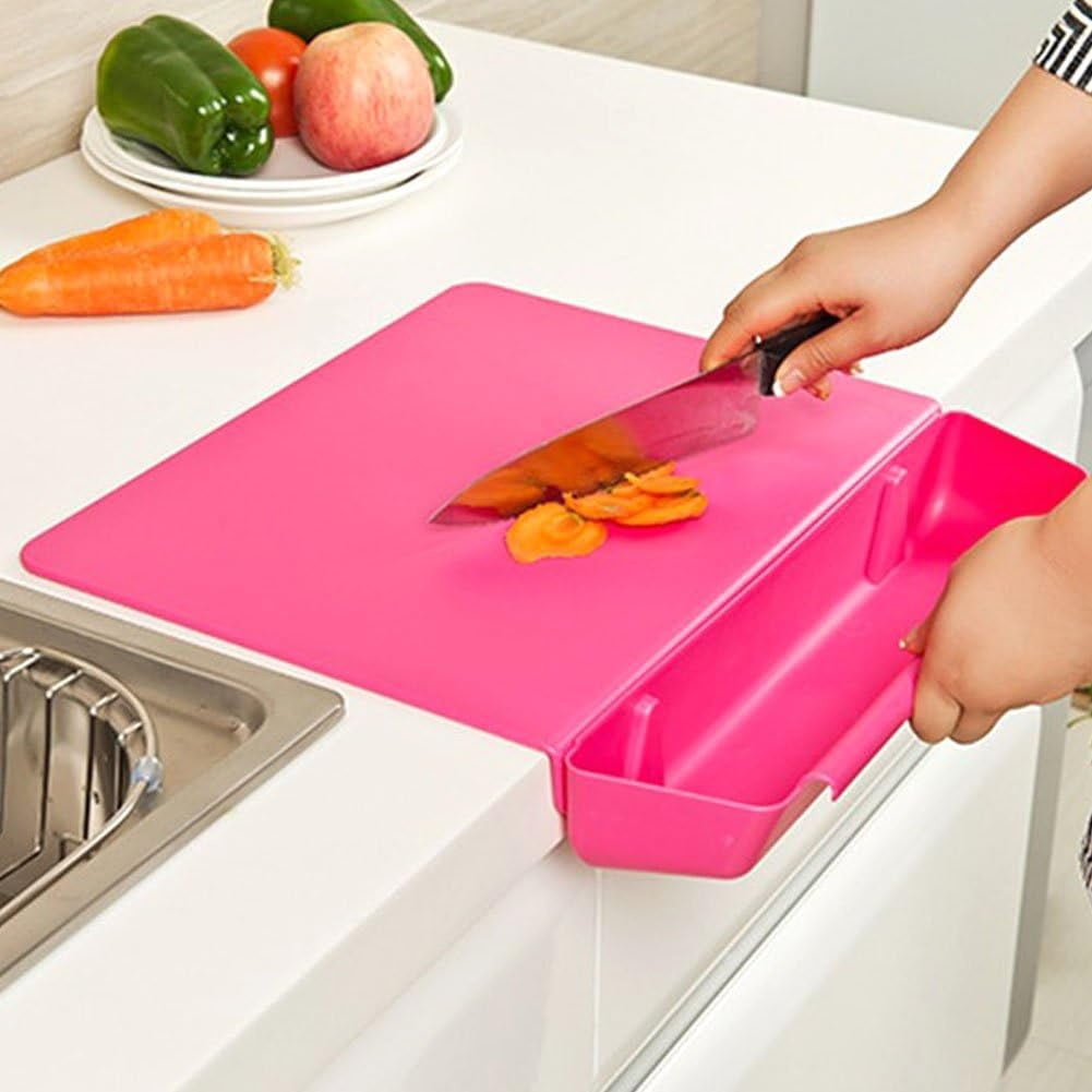 Qholemyo 2 In 1 Foldable Mat With Storage Basket Non Slip Detachable Plastic Cutting Board Set Kitchen Supplies Cutting Board Set Cutting Boards For Kitchen