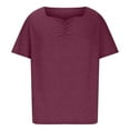 thumbnail image 3 of Jewelreauty Plus Size Short Sleeve Tops for Women Casual Sweatheart Neckline Tees Summer Solid Tunic Blouses (2XL, Wine), 3 of 6