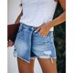 thumbnail image 1 of Faldas de mezclilla de verano, pantalones cortos vaqueros para mujer, pantalones cortos rasgados de Color sólido, pantalones cortos de ocio, faldas femeninas, 1 of 5