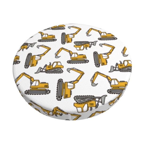 Disketp Funny Excavator Funda Redonda para Taburete, Funda de Cojín para Silla de Bar Suave y Elástica-12 inch