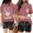 Pink, variant on QHWAUAKFBN T Shirts For Women Loose Fit ’S Crew Neck Double Letter Print Short Sleeve Tshirts Top