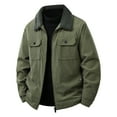 thumbnail image 2 of Fengqque Men's Corduroy Long Sleeved Lapel Jacket Winter Sherpa Lined Warm Thick Trucker Cargo Coat with Pockets Army Green XXXL(XXXL), 2 of 9